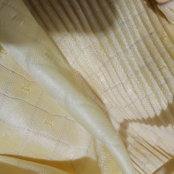 Vintage Tiered Midi Dress Yellow Ruffle Plisse Lemon 70s Pastel Homemade Large - Picture 9 of 14